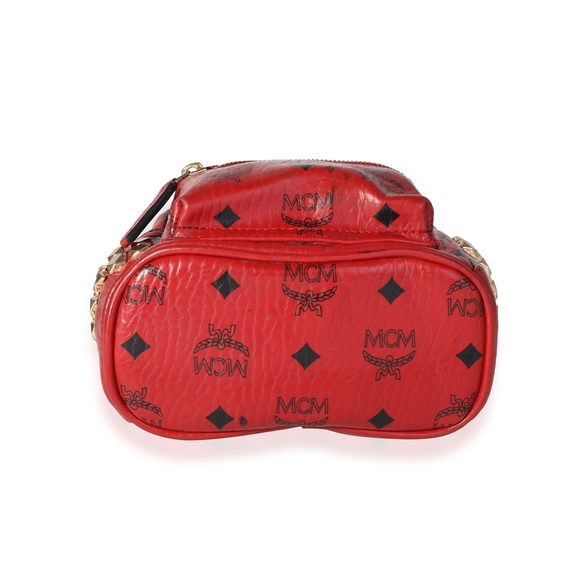 MCM Red Visetos Coated Canvas Stark Bebe Boo Backpack - Picture 4 of 8